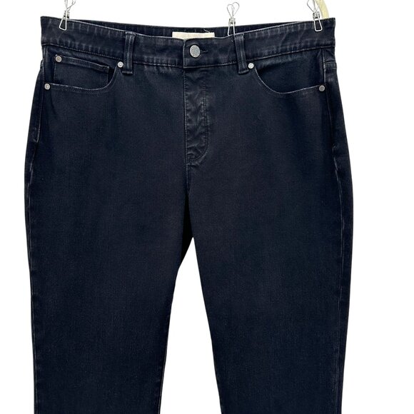 Soft Surroundings Womens Large Jeans Black Denim Slim Straight Stretch 5 Pocket - Picture 2 of 8